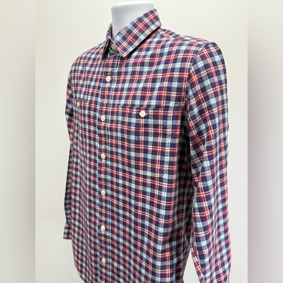 L.L. BEAN Men's red and blue plaid button down shirt size S - Picture 10 of 12